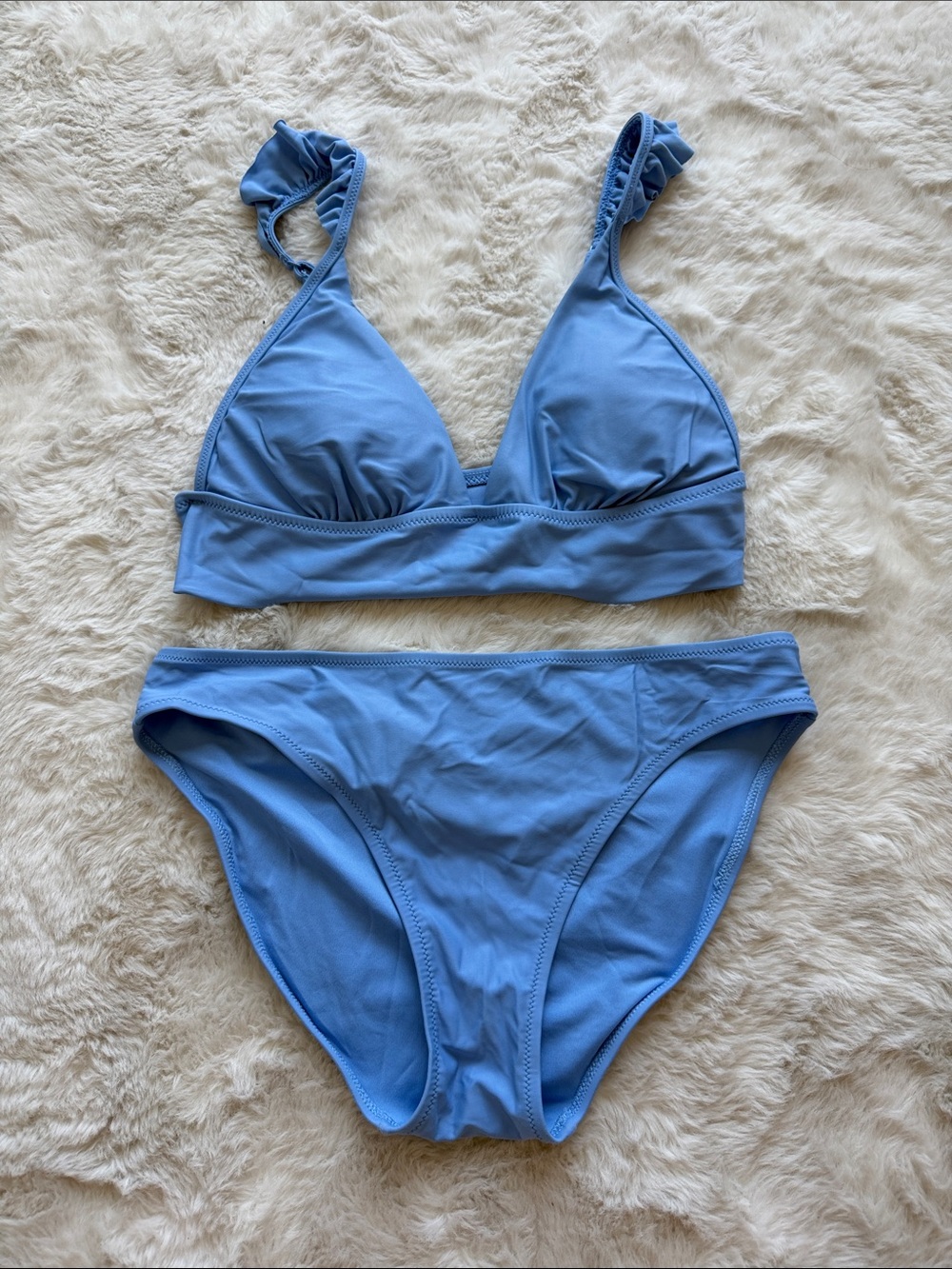Aerie Light Blue Ruffled Strap Bikini Set